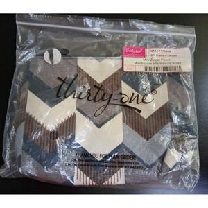 Thirty-One Mini Zipper Pouch -  AK77 - Shades of Chevron - New in Package
